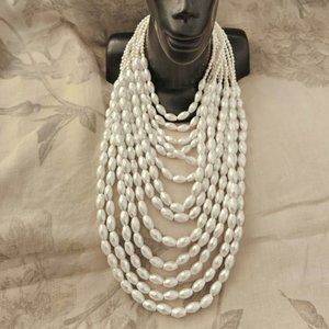 Traci Lynn Jewelry -  Multi Strand Costume Pearl Necklace